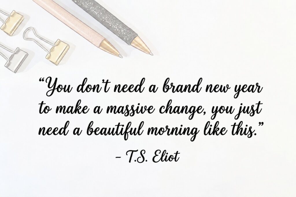 Text saying a beautiful morning brings massive change, offering positive good morning Monday quotes.