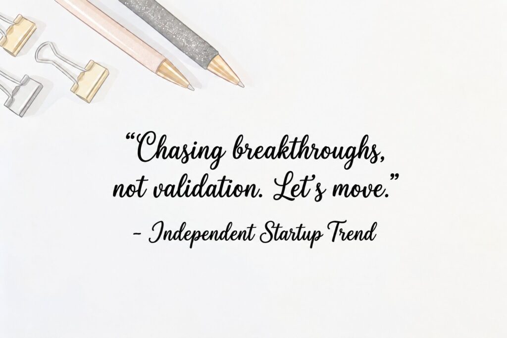 Punchy quote about chasing breakthroughs to spark a fresh good morning Monday mindset.