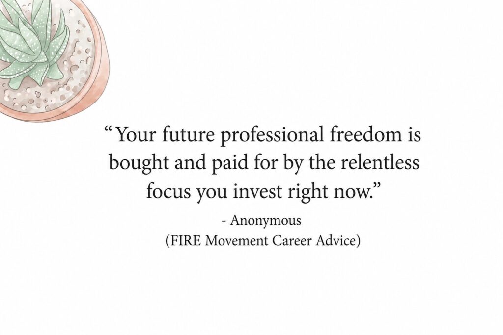 Text message about investing focus right now to buy career freedom, boosting a mid-week workspace drive.