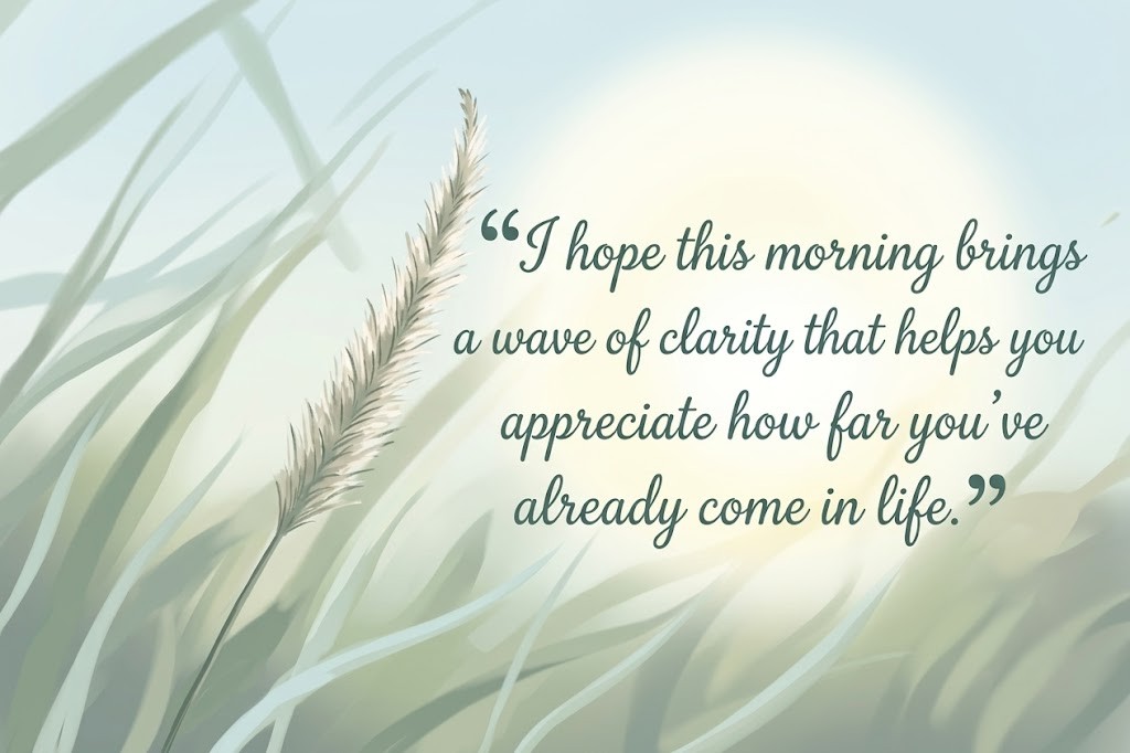 A brief, uplifting greeting with a positive message for starting the day with optimism. 
