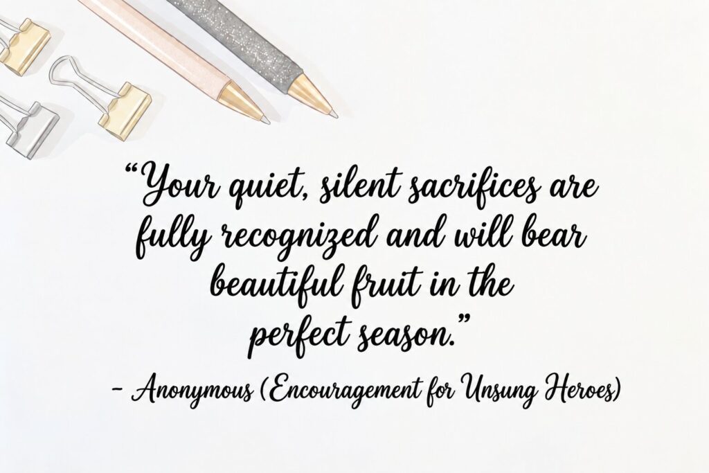 Comforting words on silent sacrifices, creating a good morning happy Monday celebration.