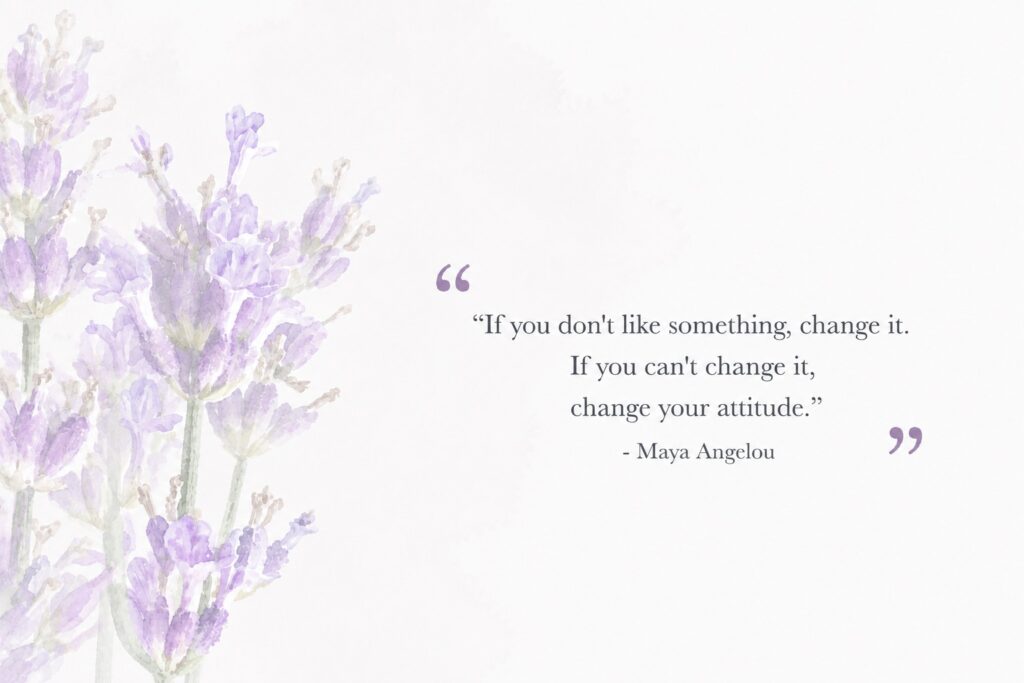 Bold typographic quote about changing your attitude, displaying encouraging Thursday sayings.