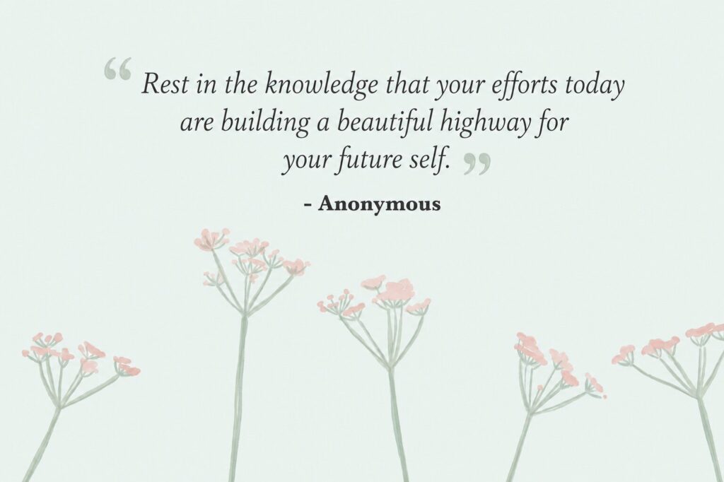 An elegant quote card about long-term growth, delivering deep weekend encouraging sayings for inner reflection.