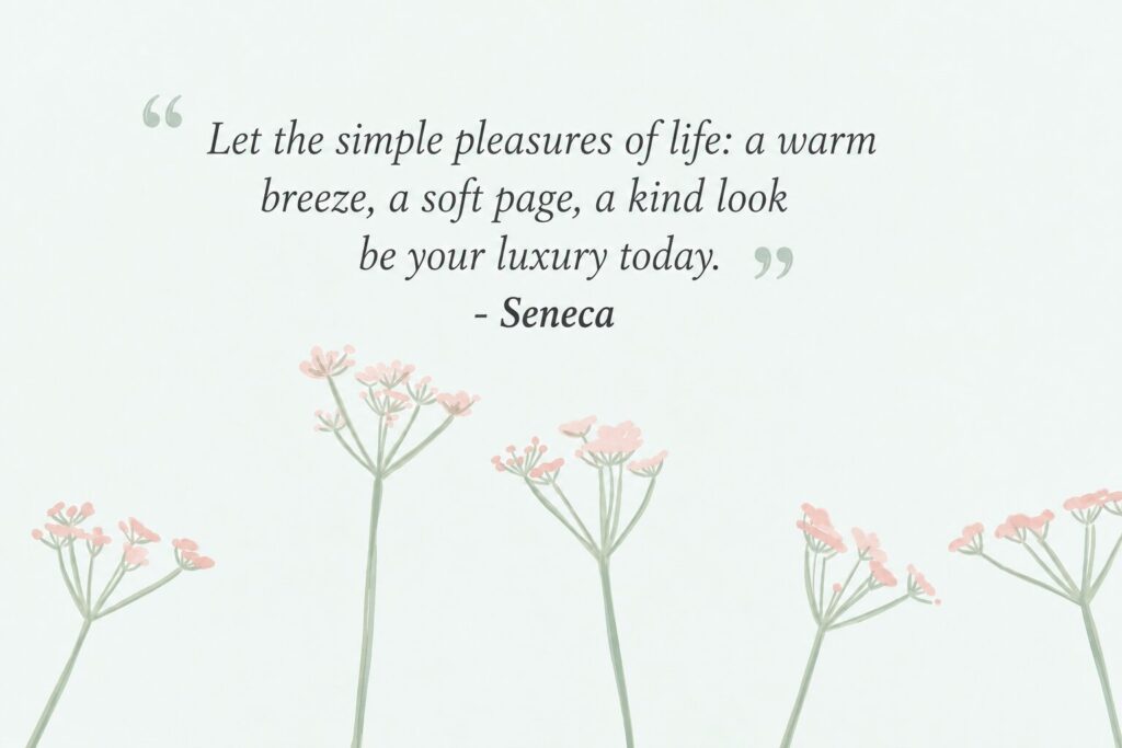 A text graphic focusing on simple life luxuries, highlighting calm weekend soulful phrases to help you unwind.