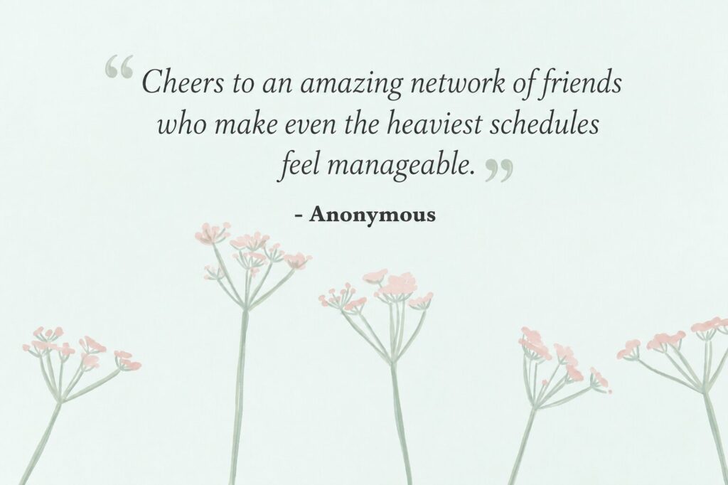 A heartwarming quote panel honoring true friendship, providing positive Sunday soulful phrases to share with friends.