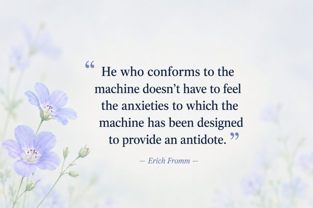 A quote card with flowers displaying authentic living reminders and self confidence words. 