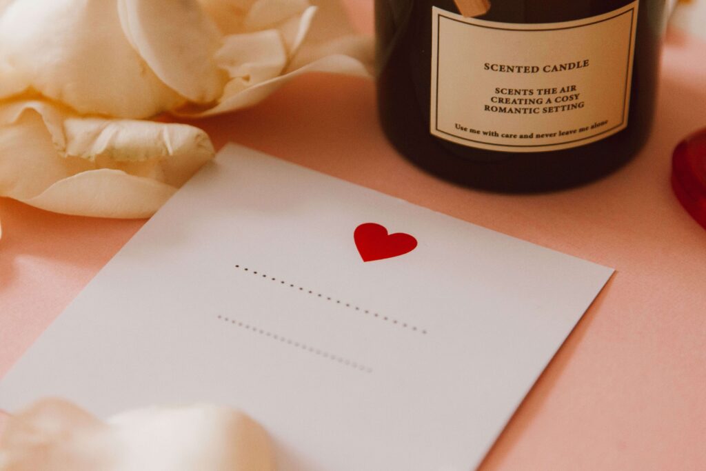 A romantic love note with a red heart sharing short love poems for her. 